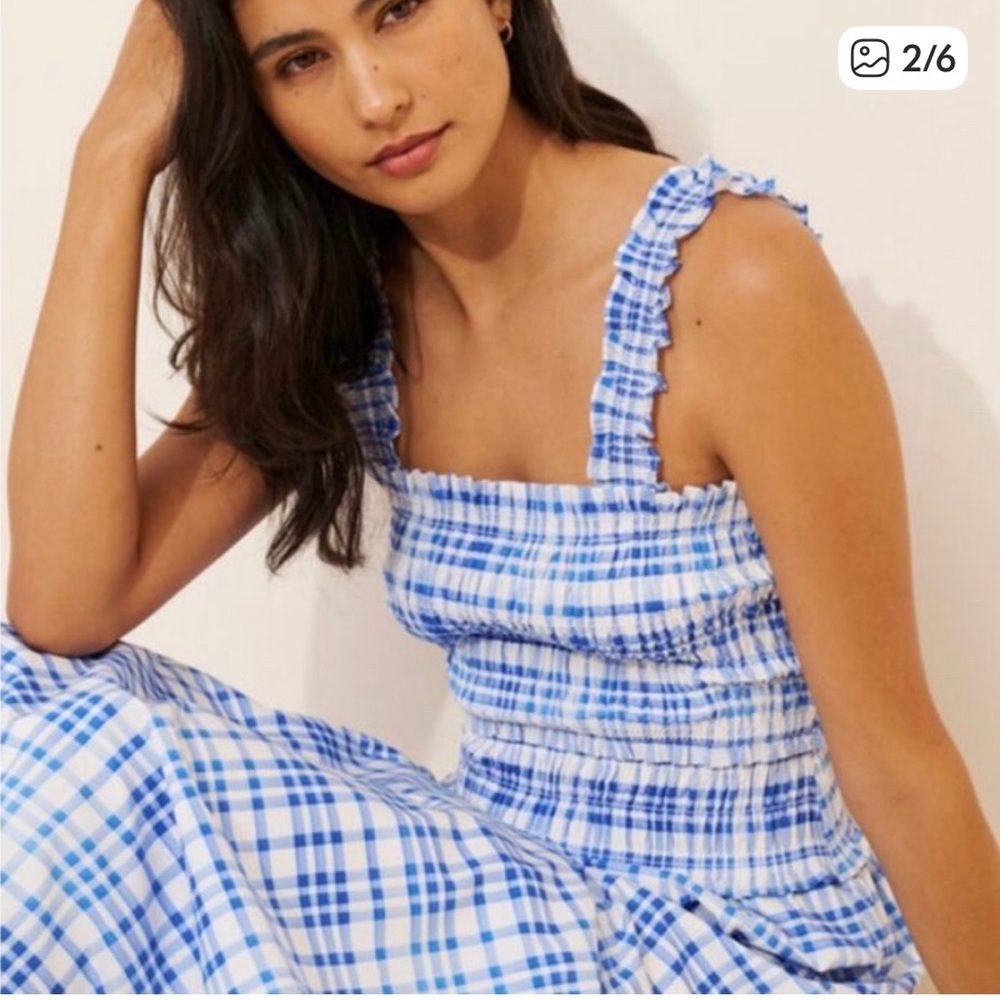 Hill House Blue and White Gingham Maxi Dress-NWOT - shortened 2” never worn